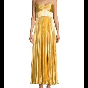 AMUR Belle yellow pleated strapless dress gown